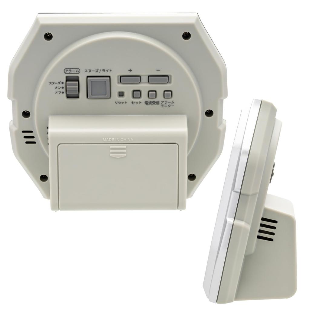 CASIO Alarm Clock, Radio-Controlled, Temperature and Humidity, Date, Day of the Week, Electronic Sound, Alarm, Snooze, Light, Silver, DQD-851J-8JF