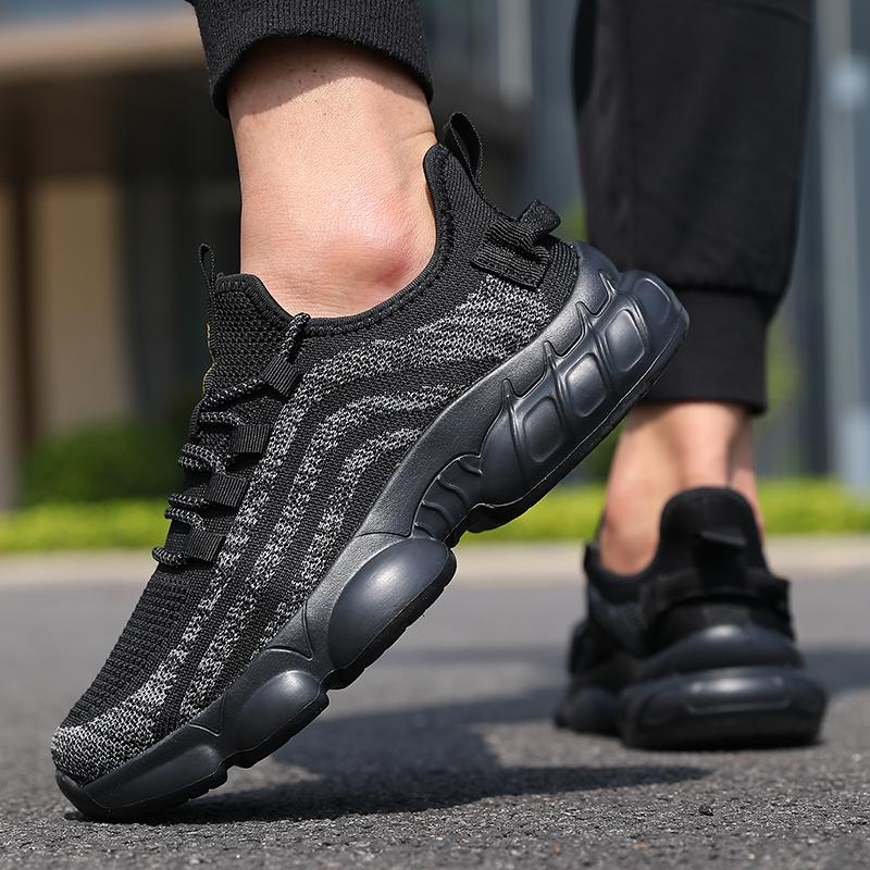 Scarpe sportive casual da uomo, traspiranti, leggere, da ginnastica, da esterno, in rete, nere, da corsa, da jogging, da tennis, da passeggio