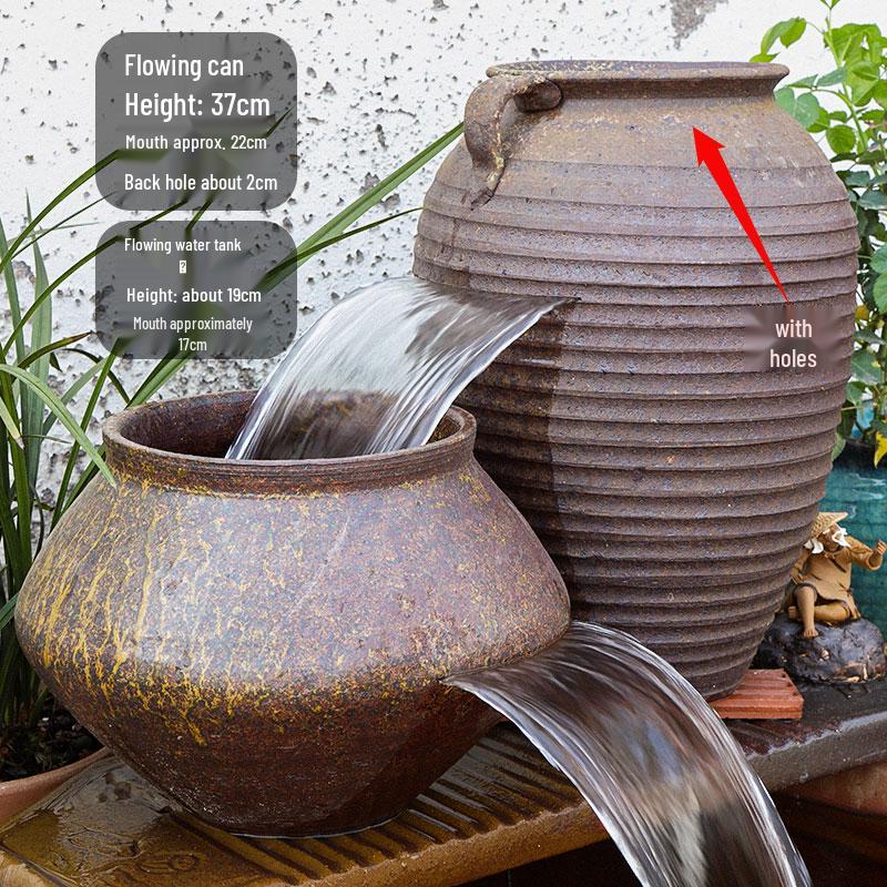 Komplettes Wasserfall-Dekoration Keramik-Aquarium mit zirkulierendem Wasser und Filter für die Wasserlandschaftsgestaltung.