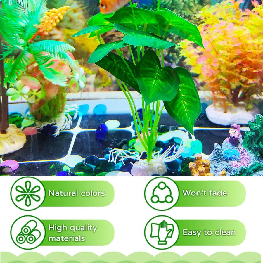 Large Green Leaf Fake Water Plants | Vibrant Plastic Aquarium Decor | Perfect for Fish Tanks, Vases & Desktop Decor – Realistic Aquatic Plants