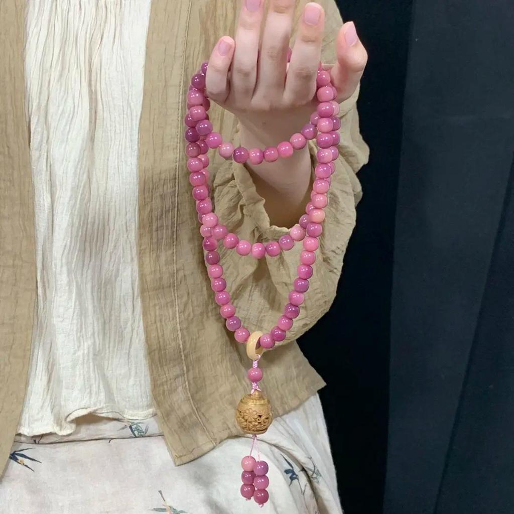 Plum Sauce Sakura Pink Bodhi Double Circle Bracelet for Women - Ancient Style