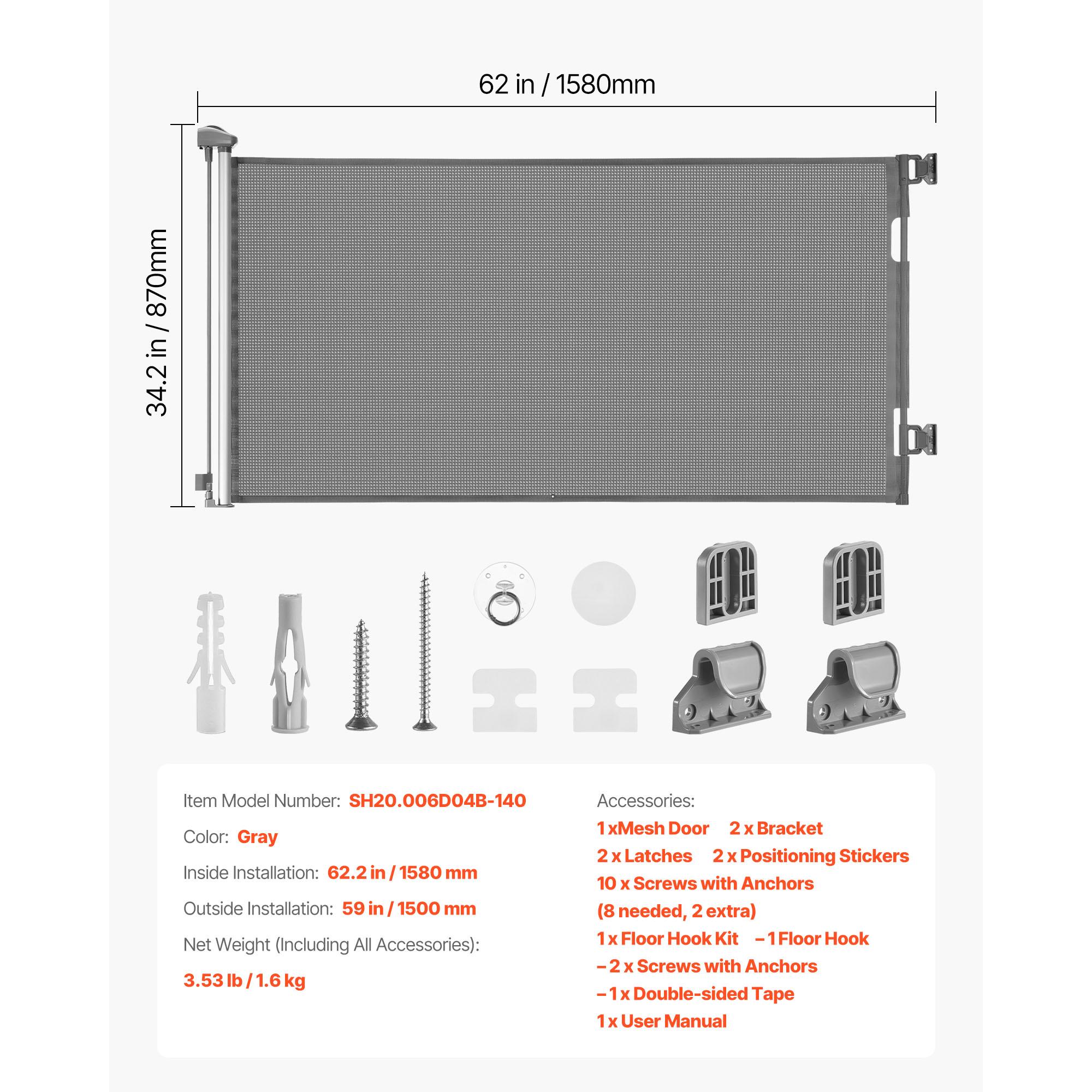 

SucceBuy Retractable Baby Gate with Security Lock Easy to Use Walk Through Without Tripping Mesh Dog Gate for Stairs Hallways