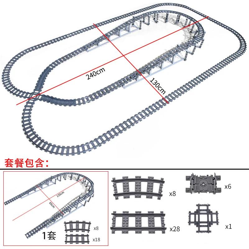 Compatible With LEGO MOC Railroad Bridge Train Track Combination Scene Building Blocks DIY Cross Track Bricks Toys Rail Car