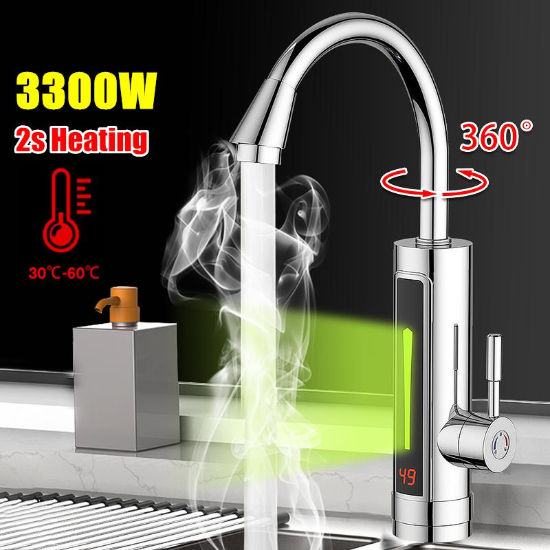 3300 W 220 V Instant Elektrische Warmwasserbereiter Wasserhahn Wasserhahn LED Umgebungslicht Temperaturanzeige Badezimmer Instant Heizung Wasserhahn
