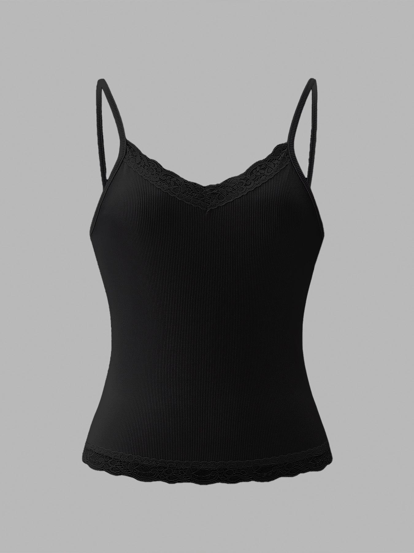 Elegant Lace V-neck Camisole - Sexy Sweet Style XL чёрный