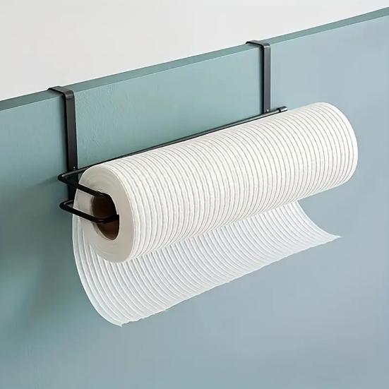 Bathroom Paper Towel Holder Strong Load-bearing Rust-Proof Simple Installation Over-Cabinet Door Roll Paper Holder