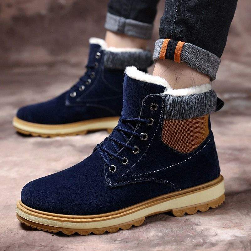 Men's Snow Boots Winter Warm Youth Martin Boots Versatile Non-slip High-top Thickened Velvet Cotton Shoes Short Boots Shoes
