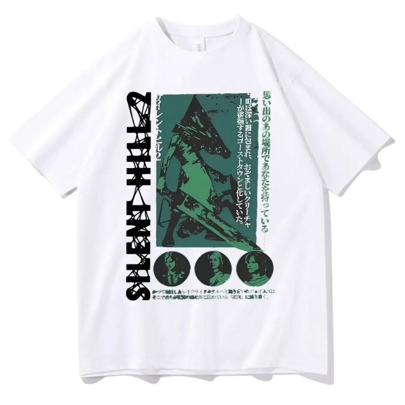 Horror Game Fun Silent Hill 2 Graphic T Shirts Male Rock Oversized Tees Men Women Vintage Casual Tshirt Men's Cotton T-shirts