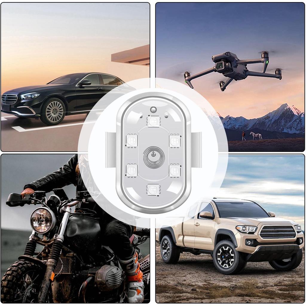 Strobe Lights For Car Wireless 8 Colors Vehicle Accessories Rechargeable RGB Rock Interior Lights For Drone Bike RC Boat Scooter