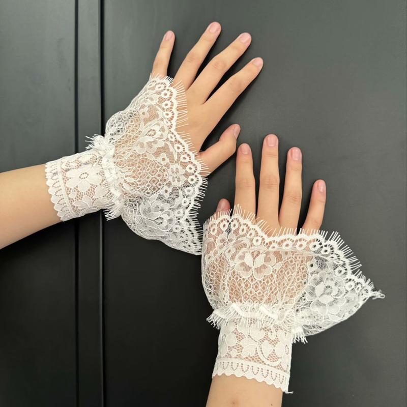 Double Layered Ruffled Lace Fake Sleeves Sweater Elastic Detachable Flared Cuffs Clothing Decoration Ornaments