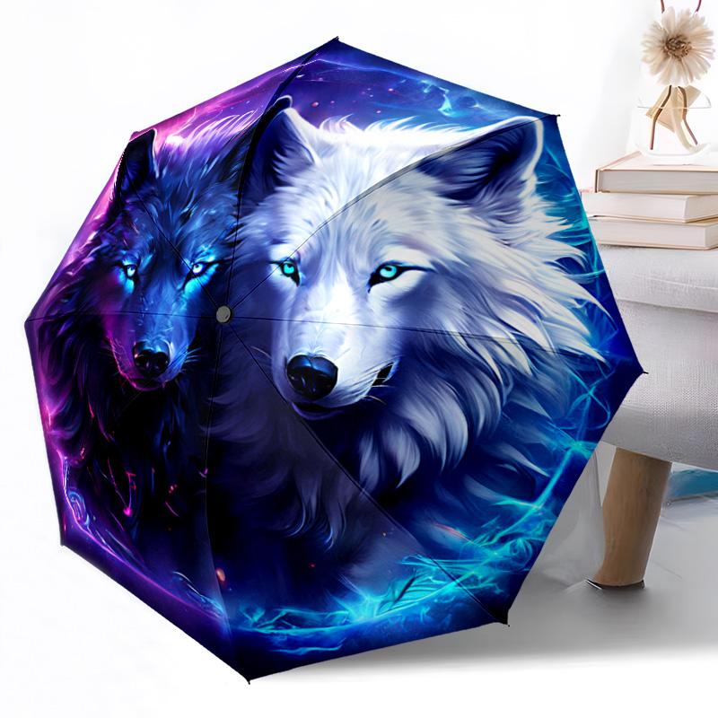 Wolf Dreamcatcher Mandala Outdoor Automatic Umbrella Retractable Design with 8-Rib Durability Lightweight Perfect Gift for Friends Family