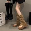 Internet celebrity summer boots clip toes flip-flops cool boots sandals women's 2025 new thick-soled heightening pile boots short boots