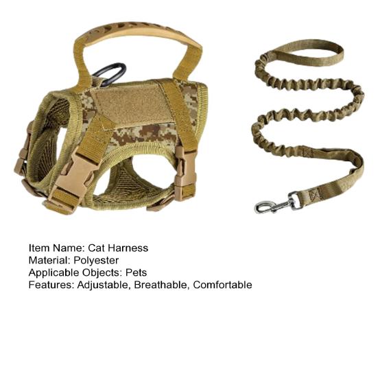 Colete Tático para Gato para Passeios ao Ar Livre Ajustável à Prova de Fuga Colete para Animais de Estimação Respirável Colete Peitoral para Gato com Alça para Gatos Pequenos e Grandes