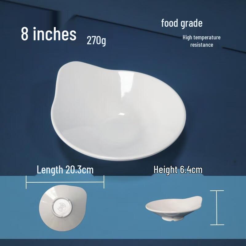 JINGRX 8-Inch White Melamine Serving Plates with Handles (10-Pack)