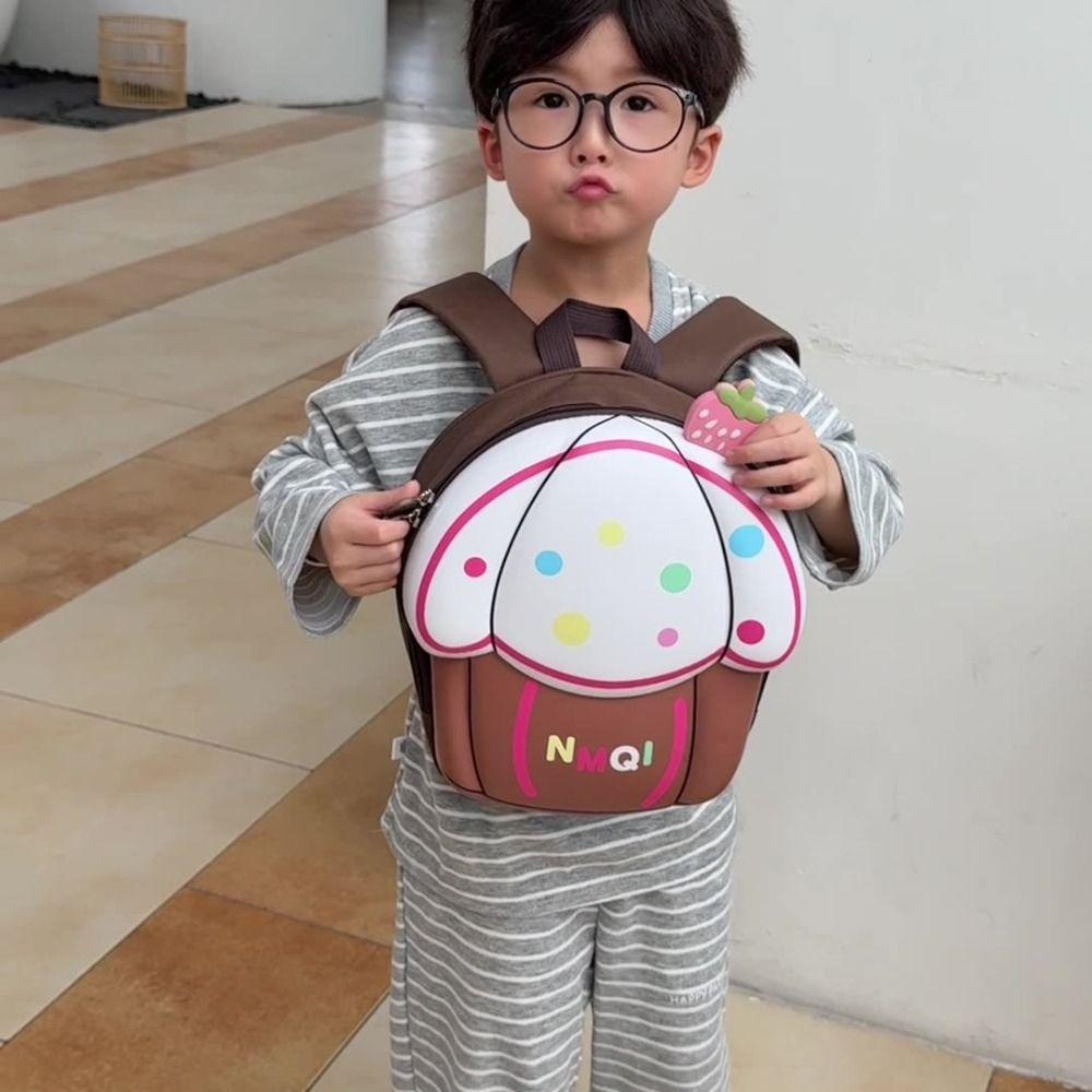 Oxford Cloth Cute Cake Backpack Eggshell Design Double Shoulder Strap Children's Bag Cartoon Baby Schoolbag