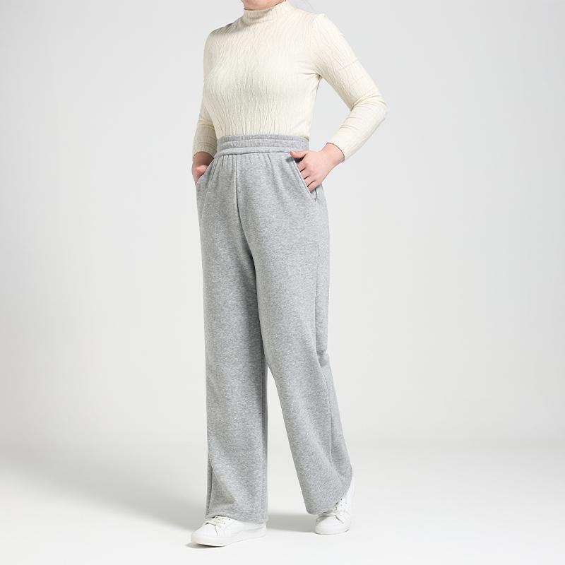 

Plus Size Women s Glutinous Rice Wide-Leg Pants - Autumn/Winter Velvet Thickened, Loose Fit for 300 Jin, Slimming Casual Straight-Leg Look XL светло-серый