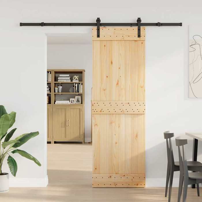 VidaXL Sliding Door and Hardware Kit 70x210 Cm Solid Pine 3332658