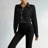 Women's Fashionable Oversized Two-Piece Button-Up Shirt Long-Sleeve Jumpsuit
