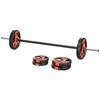 Barbell set 20 kg, incl. 6 weight plates, 2 x 5 kg, 2 x 2.5 kg, 2 x 1.25 kg, non-slip bar, black+red