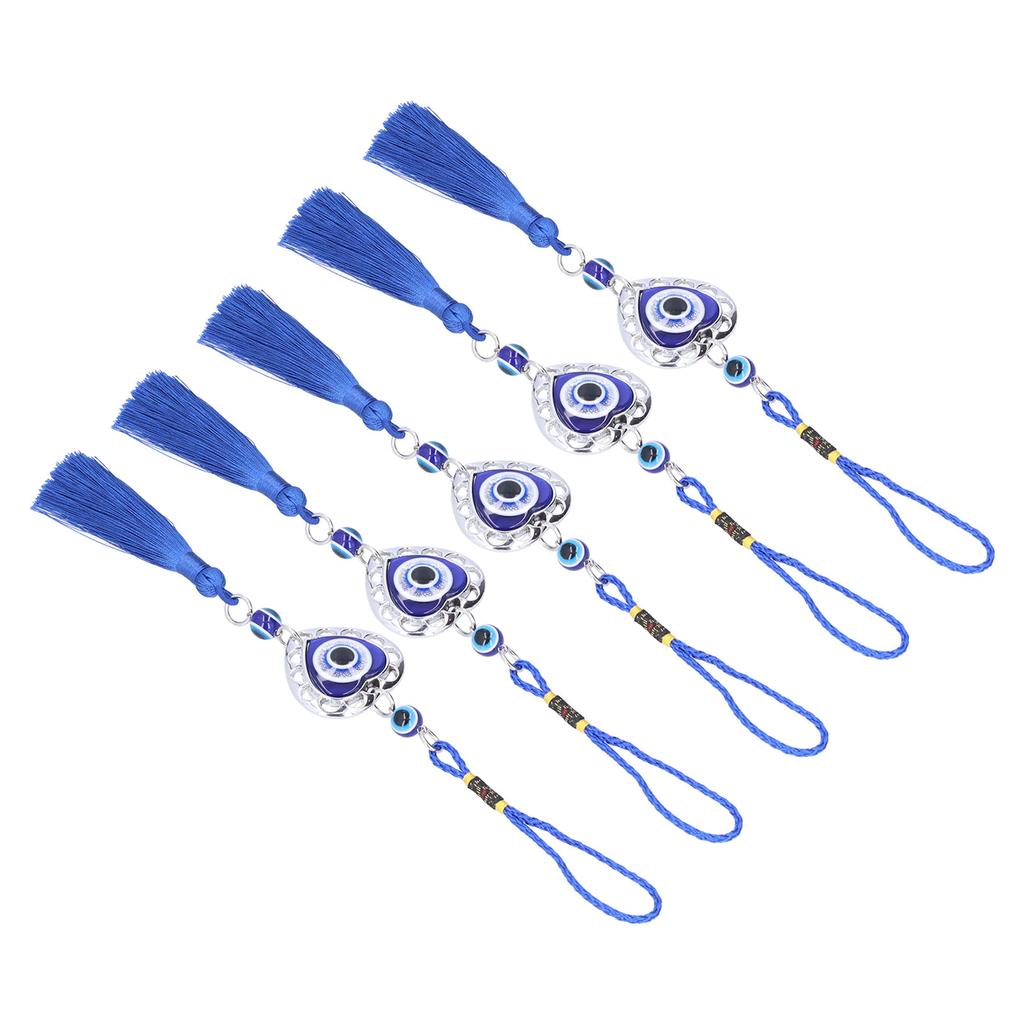 5Pcs Evil Eye Pendant Coloured Glaze Blue Tassel Exquisite Design Good Luck Evil Eye Decor for Room
