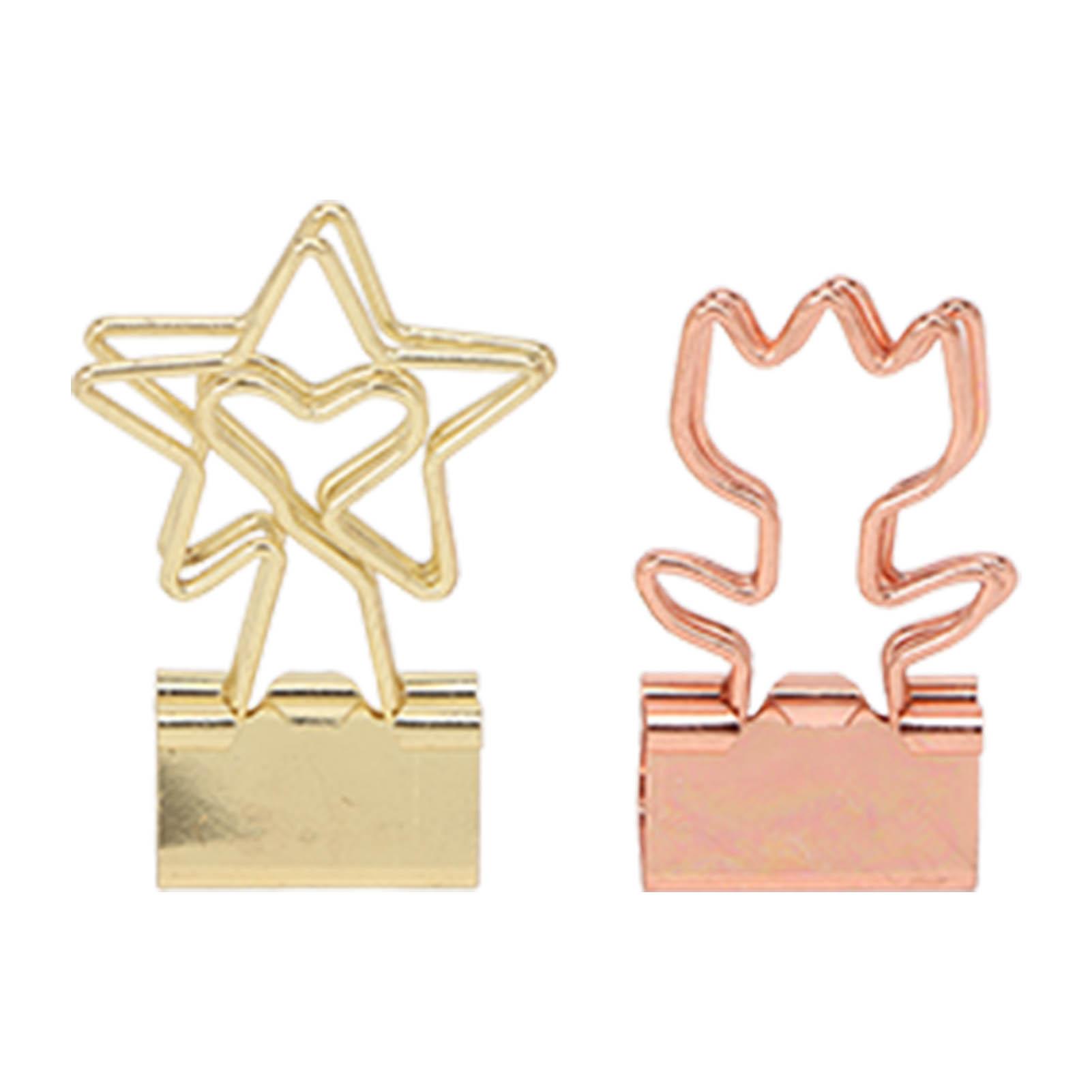 

100Pcs Cute Binder Clips Lovely Shape Handle Sturdy Metal Widely Used Small Binder Clamps for Home School Office