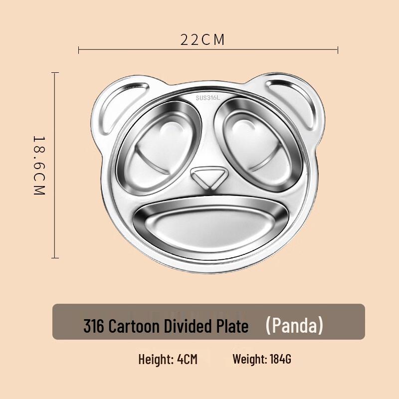 ZISIZ 316 Stainless Steel Cartoon Kids Divided Plate