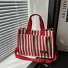 Large Capacity Stripe Canvas Tote Bag Korean Style Cloth Handbag Cute Shoulder Bag Girls