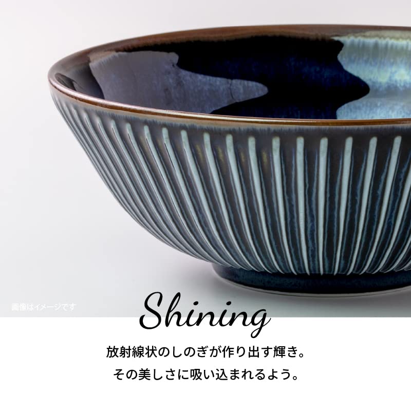 Minoru Keramika Mino Ware Kiln SENDAN Nudle Bowl Navy