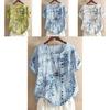 Women's Cotton Linen Floral Blouse With Short Sleeves For Summer Comfort