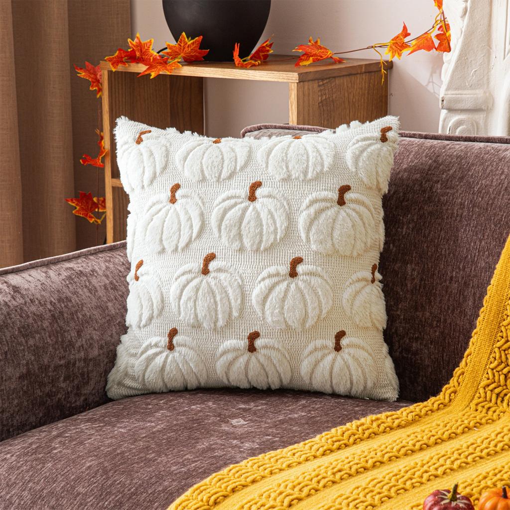 Pumpkin Fall Pillow Covers Halloween Throw Pillow Cover Couch Cushion Case Plush Pillow Cushion Cover for Halloween Decoration