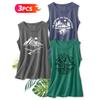 Three-piece Set Elegant Vest for Women Outdoor Mountain-themed Printed Round-neck Women's Tank Top Suitable for Spring and Summer Fashionable Tops