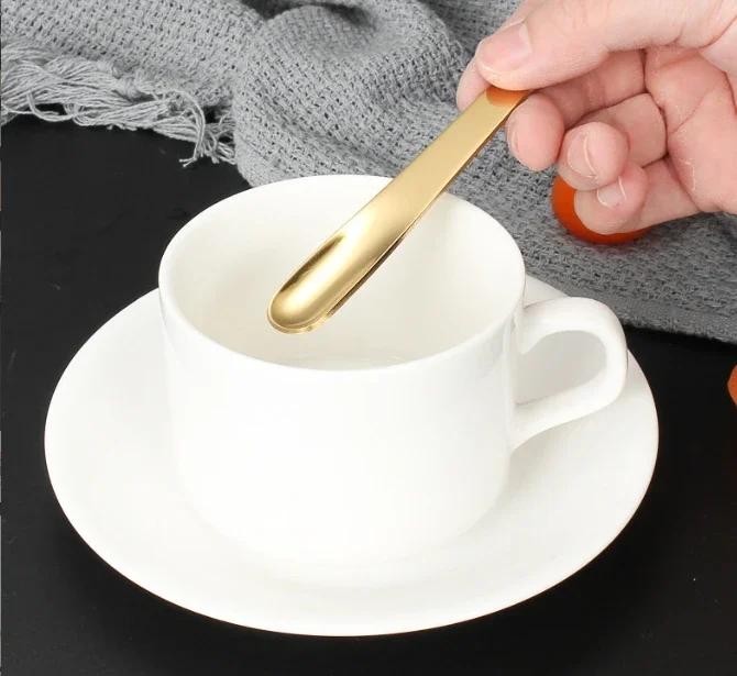 Tea Spoon Stainless Steel Flat Espresso Dessert Small Coffee Scoop Mixer Stirring Bar Kitchen Tableware