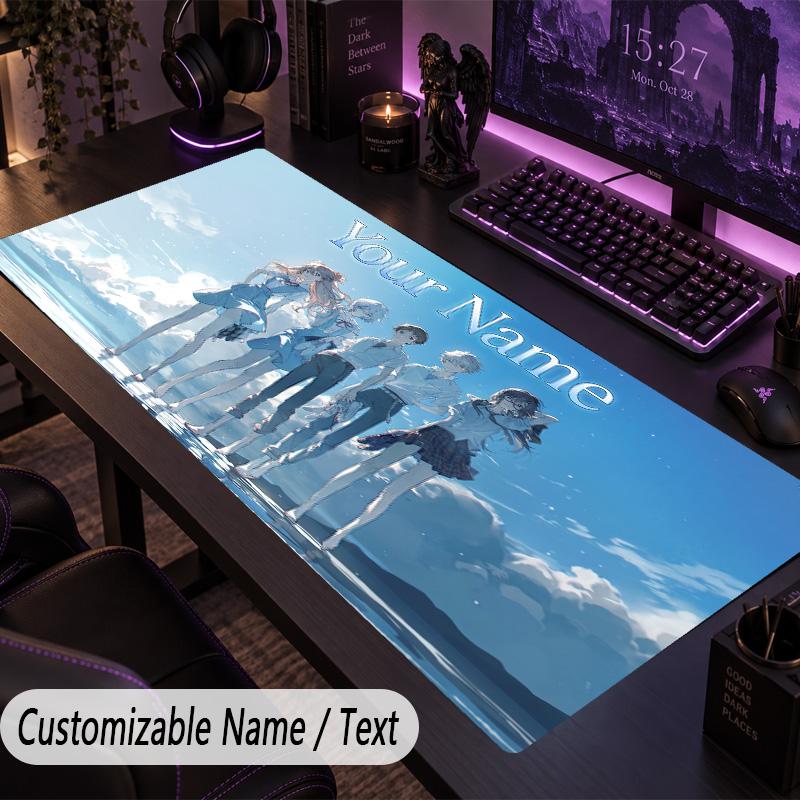 Custom Text Big Mousepad, Extended Desk Pad For Laptop Work GameNeon Genesis Evangelion