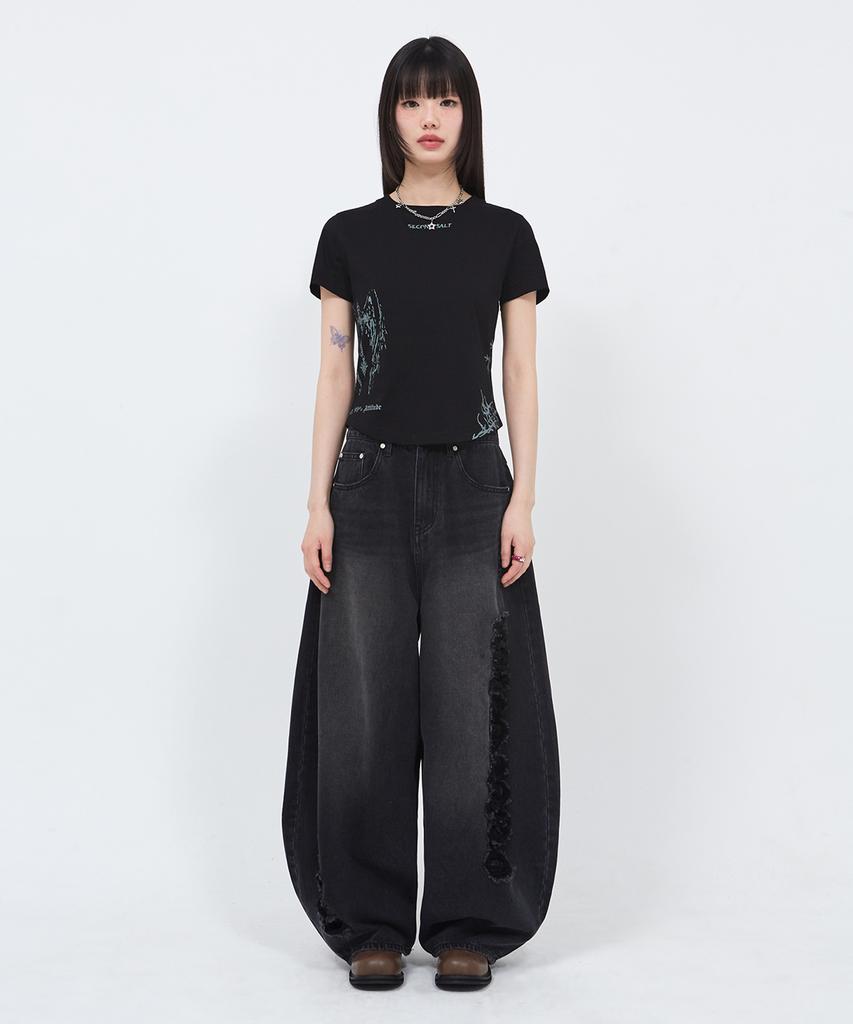 Sekeondeusolteu Doodle Angel T-Shirt (Black)