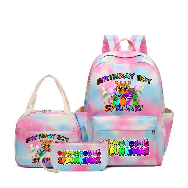 Sprunki Rhythm Box Cartoon Kids School Backpack Set With Lunch Bag Pencil Case Boys Girls
