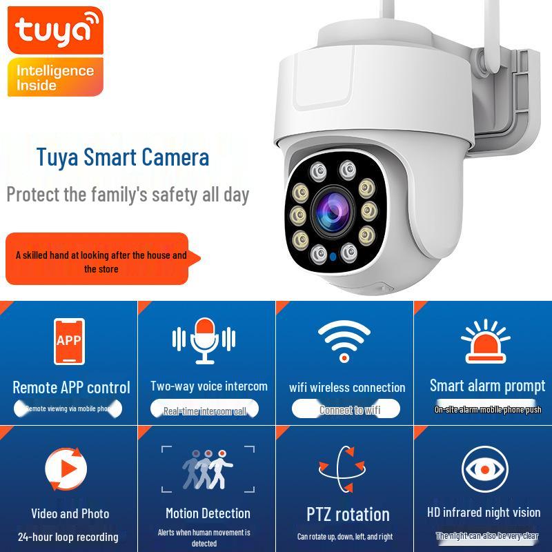 Tuya WiFi Smart Waterproof Home Camera with HD Voice Intercom and Mobile Phone Remote Monitoring