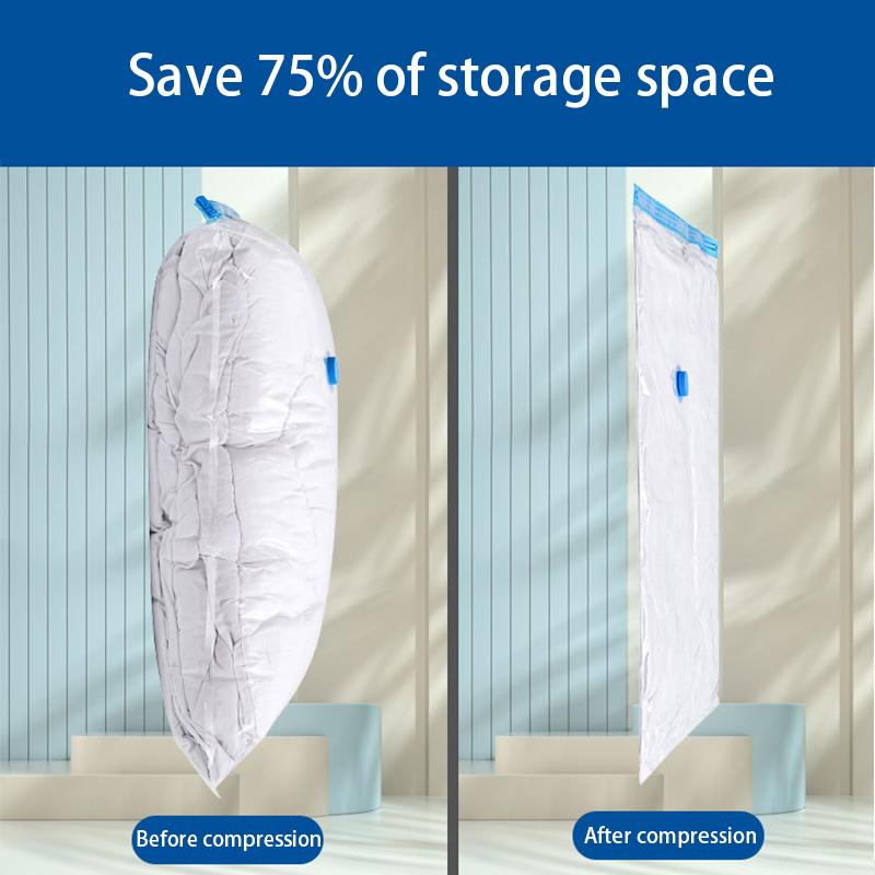 5Pcs Vacuum Storage Bags With Valve Folding Compressed Space Saving Clothes Storage Big Size For Towel Cloth Blanket