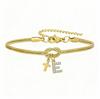 Double Knot Round Snake Bone Bracelet with Diamond 26 Letters Cross Pendant Charm Jewelry