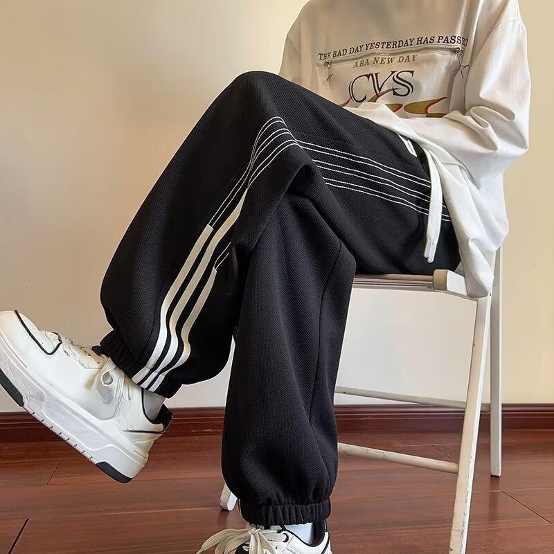 Spring and Autumn Men's New American Style Retro Leg Bangle Sports Casual Side Striped Sweatpants