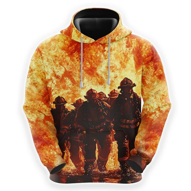 Fashion Firefighter Hero Profession Graphic Sweatshirts Fashion Male Pullovers Streetwear Fireman Work Sweatshirts Harajuku Tops