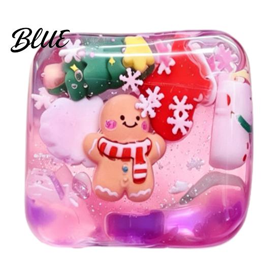 Cute Santa And Snowman Toys Christmas Stress Relief Toy with Internal Dolls Transparent Soft Maltose Fidget for Adults Office Desk Cube Sensory Toy,