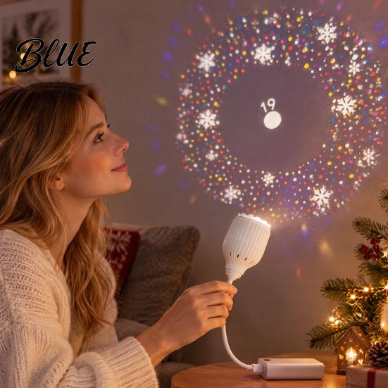 LED Projector Light USB Christmas Snowflake Light Flexible Gooseneck Projection Lamp Ambient Night Lamp for Bedroom Ceiling Decoration