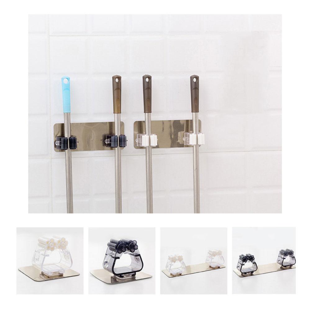 Wall Mount Mop Hanger Traceless Powerful Sticky Bathroom Mop Clip Holder