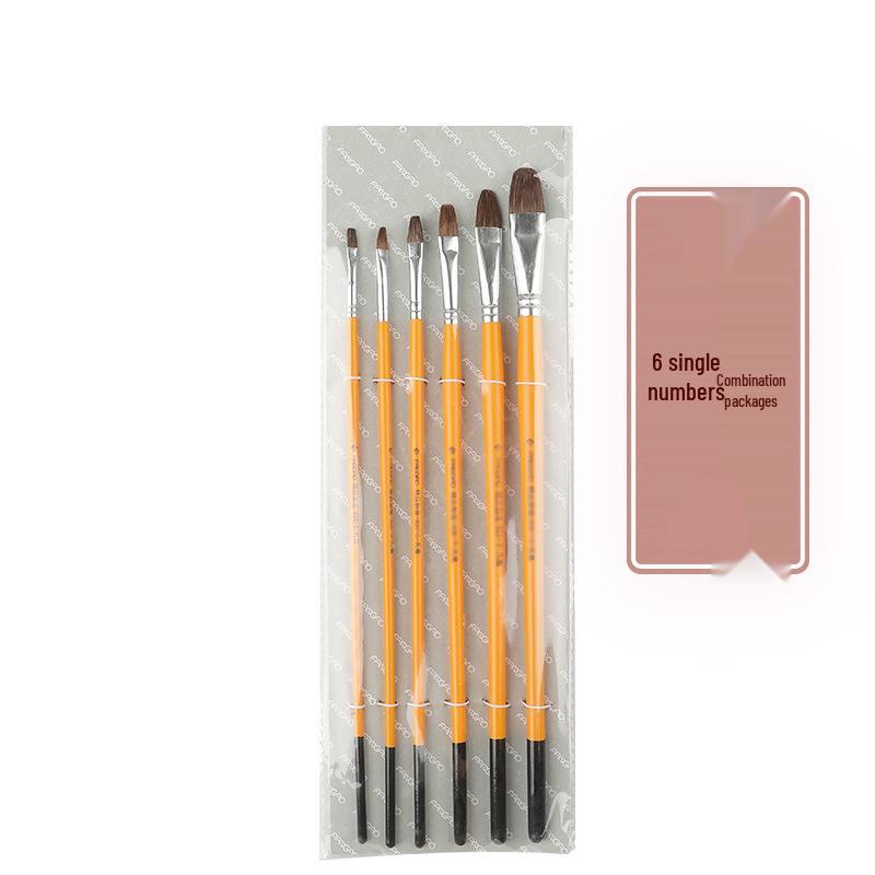Yellow Handle Wolf Hair Brush Set for Watercolor, Gouache, Acrylic, and Oil Painting
