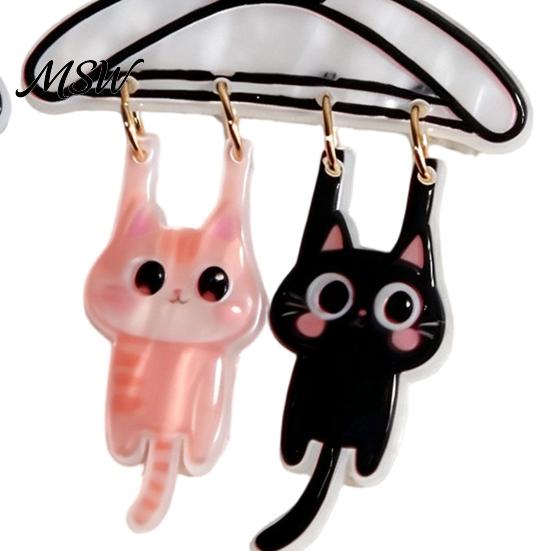 Creative Acrylic Cat Ornaments 1 Pair Cute Dangle Drop Earrings for Women, 2D Cartoon Kitten Sweet Girl Style Jewelry Hang on Clothes Hanger Earrings,