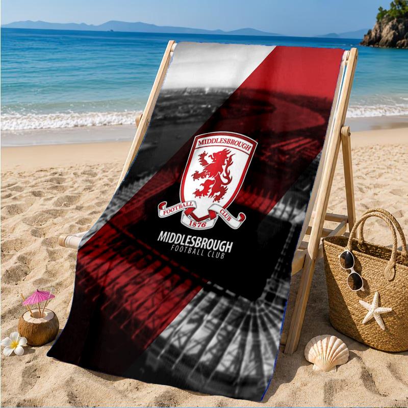 Football Club Emblem Printed Microfiber Beach Towel, Soft And Absorbent, Quick-Dry, Ideal for Summer Travel, Beach Essential, Swimming Pool