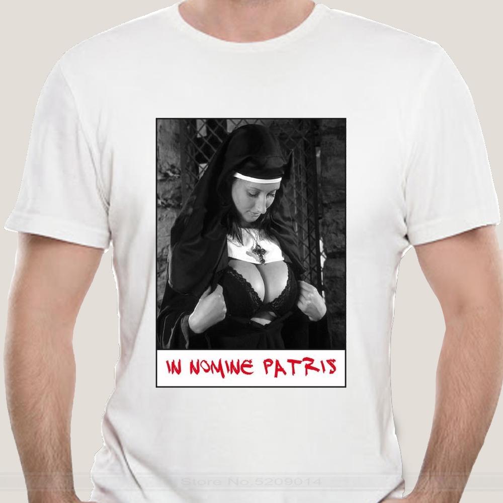 

Футболка унісекс in nomine patris big boobs white nun tshirts бавовняна футболка Unisex літня модна футболка євро розміру 3XL