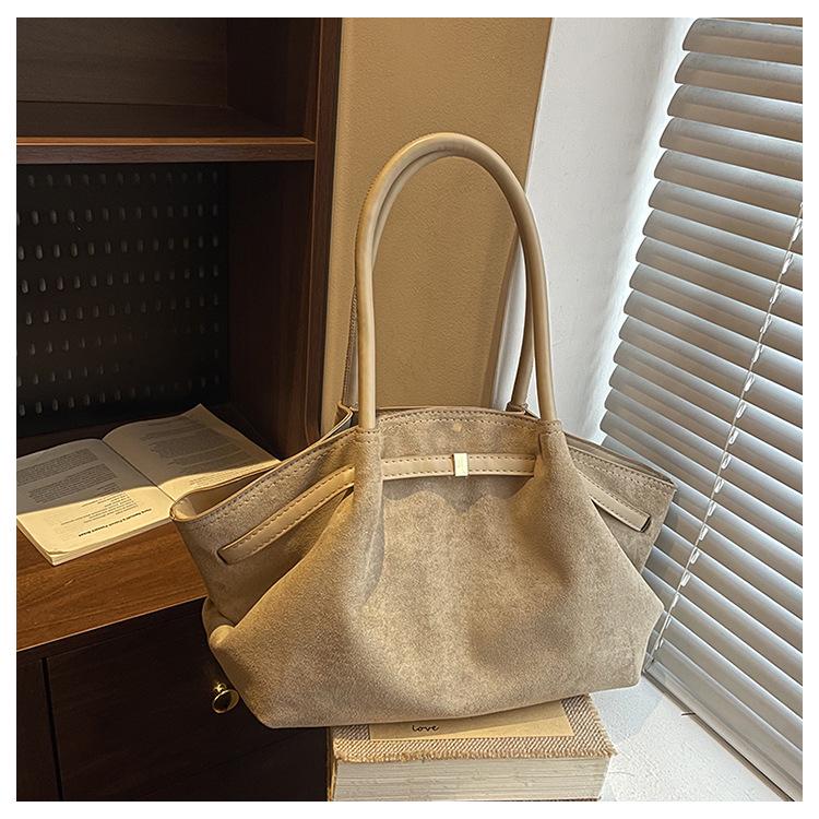 

Зимняя ретро замшевая сумка-корзина на плечо: Универсальная сумка большой вместимости хаки