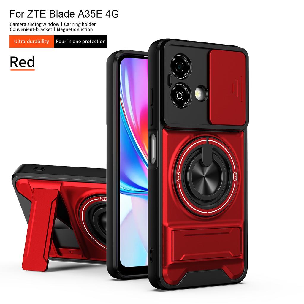 For ZTE Blade A35e Case ZTE Blade A35e Cover Phone Case Magsafe Magnetic Fold Holder Military Armor Camera Protection Cover