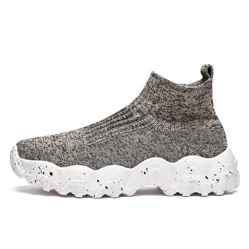 

Autumn new men s and women s fashion solid color high sleeve shoes platform lazy shoes flying woven casual shoes trendy shoes 45 хакі